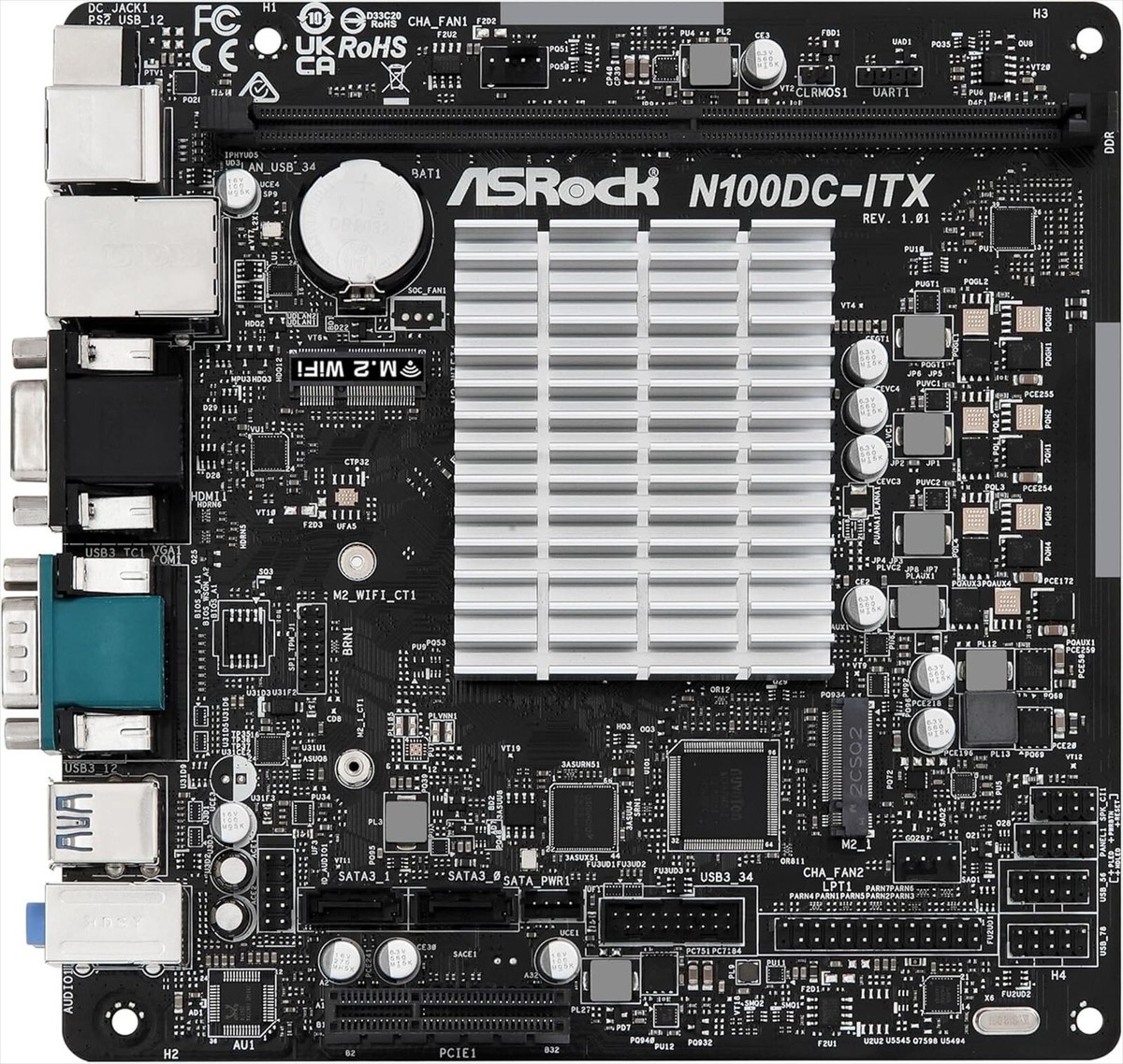 ASRock Onboard CPU Fanless Motherboard N100DC-ITX Mini ITX with