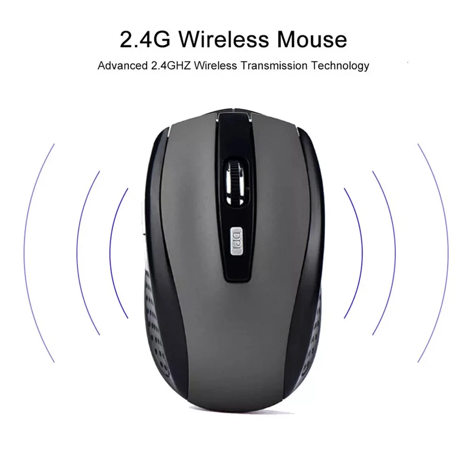 2 Wireless Optical Mouse Mice 2.4GHz USB Receiver For Laptop PC Computer DPI USA - Image 2 of 4