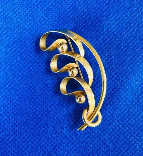 Forstner 10k Yellow Gold Art Nouveau Pin Brooch   5.15 grams