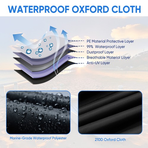 Waterproof Boat Cover Fit for Pontoon V-Hull Tri-Hull Fishing Runabout Bass Boat - Picture 36 of 53