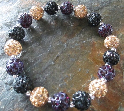 Baltimore Ravens- Bling- Crystal-Rhinestone-Purple/Black/Gold-Bracelet - Picture 3 of 3