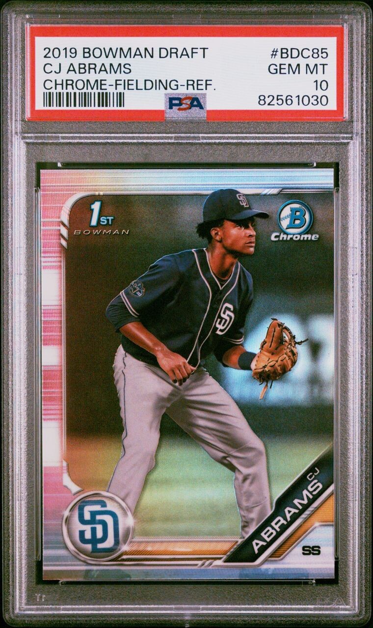 2019 Bowman Chrome Draft  #BDC-85 CJ Abrams 1st Bowman Refractor PSA 10🔥📈