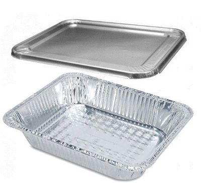 Handi-Foil 1/2 Half-Size Deep (2-9/16'' Deep) Aluminum Steam Table Pan w/Lids 