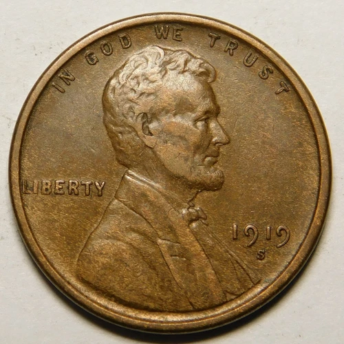 1919 S Lincoln Wheat Cent Penny F-VF  "Actual Coin Pictured"