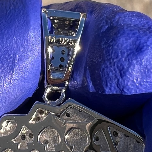 Men Moissanite 925 Silver Pendant Poker Playing Cards Iced Bling Out Royal Flush - Picture 4 of 13