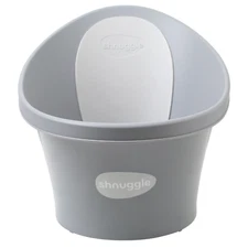 Shnuggle Newborn Baby Bath | Built in Support Bump and Soft Backrest - Grey