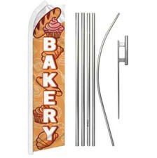 Bakery White Swooper Flutter Feather Advertising Food Flag  Pole Kit
