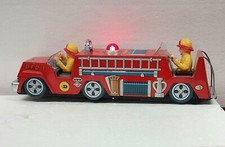 Vintage Toy Fire Engine Truck Tin Litho Battery Op Japan Works See Video