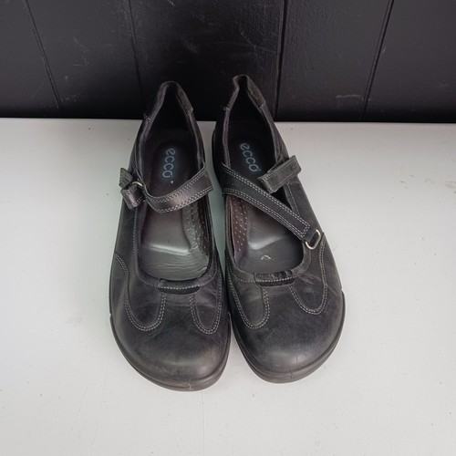 ECCO Mary Jane Flats Black Leather Size 41 US Size 10 - Picture 3 of 6
