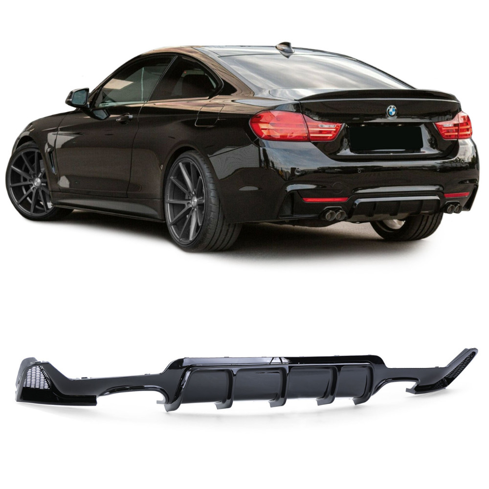 Diffuseur Arrière Double Sortie 2+2 Noir Brillant Amélioration Aérodynamique BMW F32 F33 F36