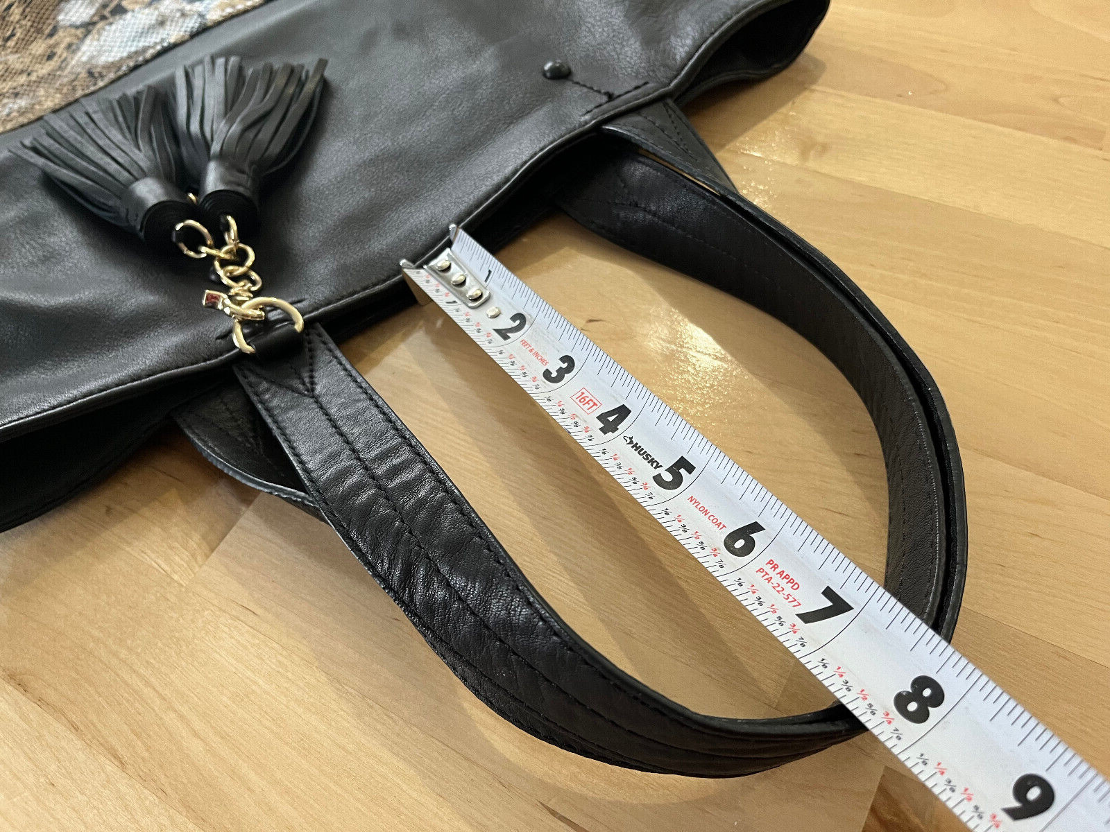 ANN TAYLOR  Black Soft Leather & Python Snake Pri… - image 8