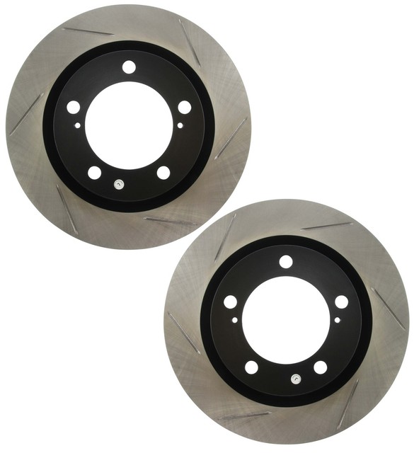 Pair Set 2 Front Stoptech Slot Disc Brake Rotors for Toyota Land