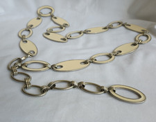 Womens Cream Adjustable Metal Oval Belt w/ Hook Close See Sizing Below