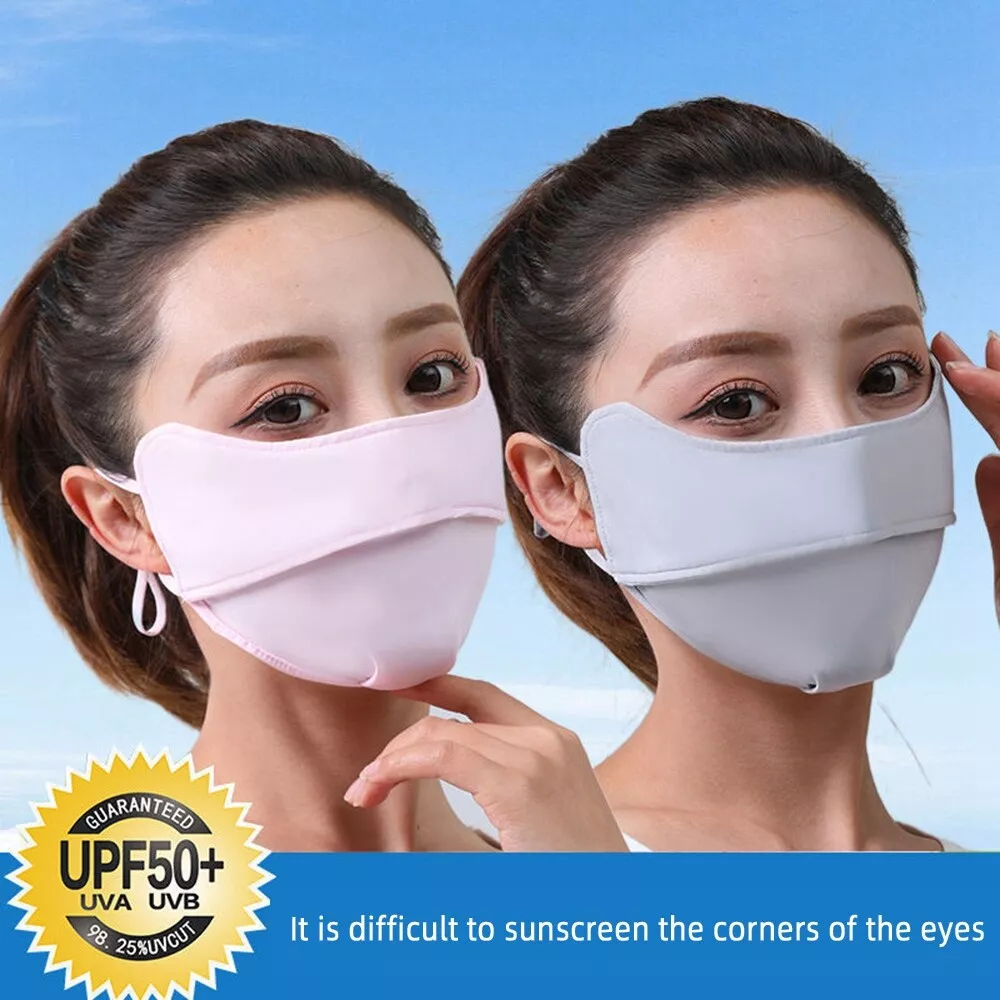 2pcs Breathable Face Mask UV Sun Protection Face Shield Ice Silk