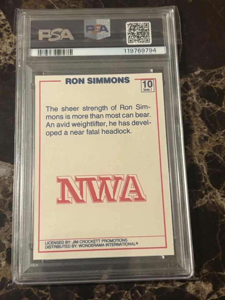 1988 Wonderama NWA #10 Ron Simmons Rookie PSA 7 WCW Wrestling Card - Image 2 of 2