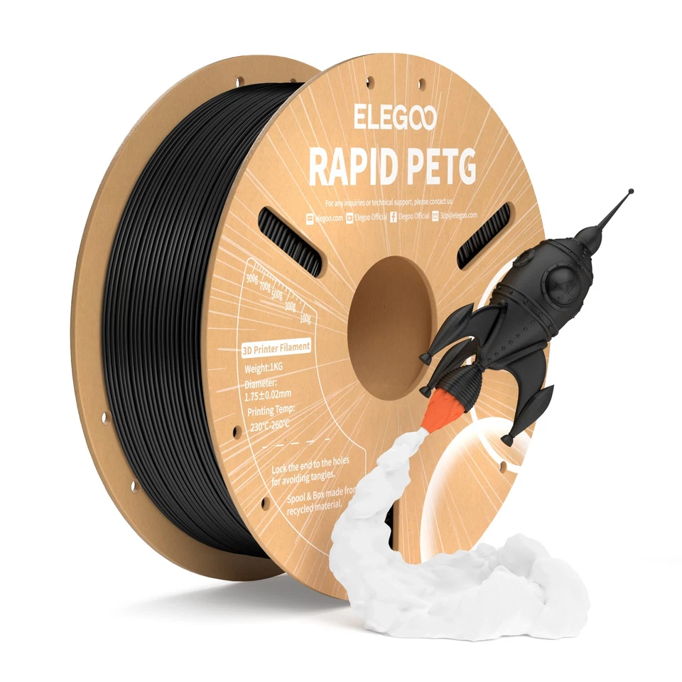 【Buy 3 Get 2 Free,Add 5】ELEGOO Rapid PETG Filament 1.75mm High Speed 3D Printer