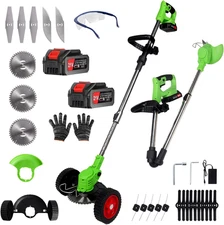 Electric Weed Wacker Cordless Eater 2 Battery,Foldable and Lightweight Grass Tri