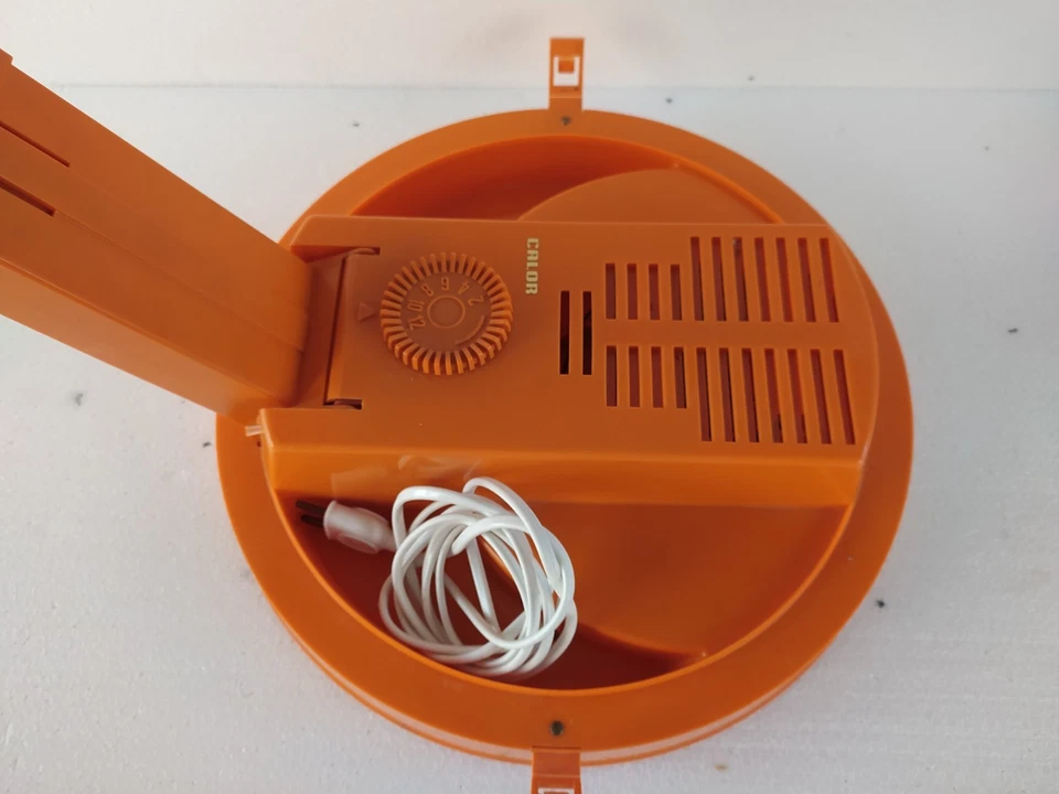 ANCIEN SECHE CHEVEUX CASQUE DE TABLE MARQUE CALOR ORANGE VINTAGE ANNEES 1960 - Photo 3/4