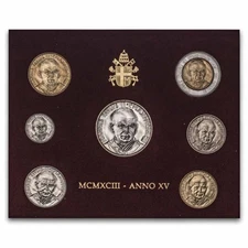 1993 Vatican City Pope John Paul II 7-Coin Set BU (OGP)