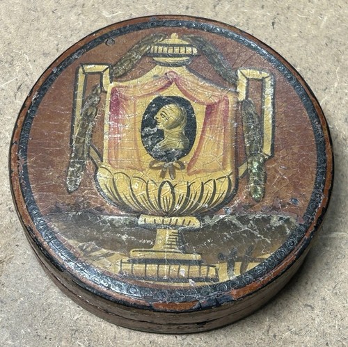 Antique Papier Mache King George Memorial Snuff Box Portrait On Urn - Mourning