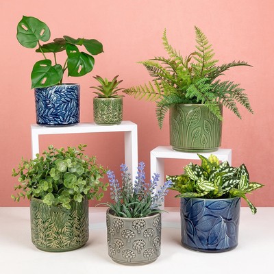 Shudehill Geschenkartikel Deko Glasur Pflanzgefäße Blumen Garten Designs neutrale Erdtöne