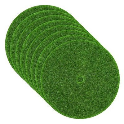 8-Pack Round Fake Grass Decor for Crafts, 3.4'' Artificial Garden Grass with Hole