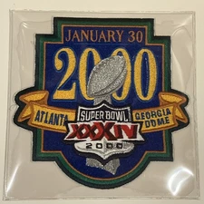 RAMS Super Bowl XXXIV 34 Official Patch NFL Willabee & Ward 2000 WARNER FAULK 🔥
