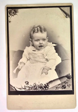 Antique Memorial Cabinet Card Photo Unique Look Pretty Victorian Baby Girl Child