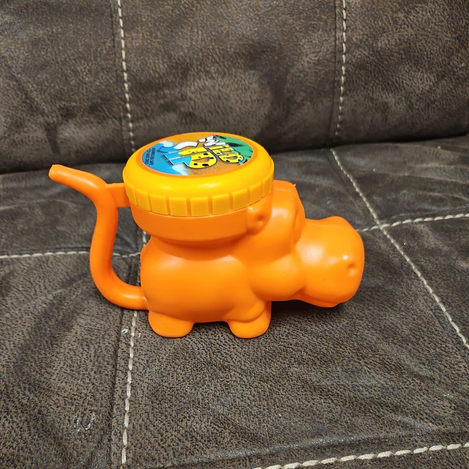 Taza de bebida de paja cubierta vintage 2003 Guateplast Wild SIP naranja hipopótamo para niños Foto 4 de 4