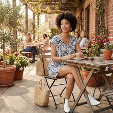 Bar Iii Printed Satin Shift Mini Dress, Size XS