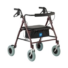 Heavy Duty Steel Rollator Walker 500 lb Capacity 8 Inch Wheels Mobility Aid
