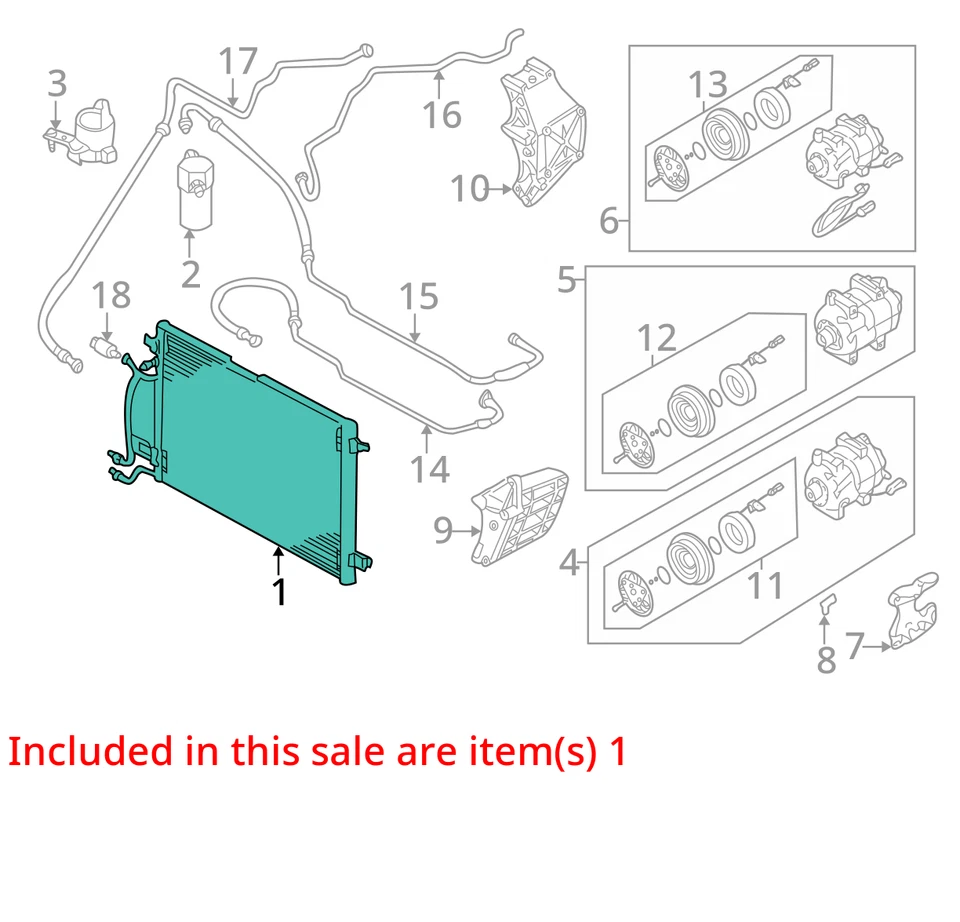 Condensador de CA modelo VIN D octavo dígito compatible con 98-02 AUDI A4 10110466 Foto 4 de 4