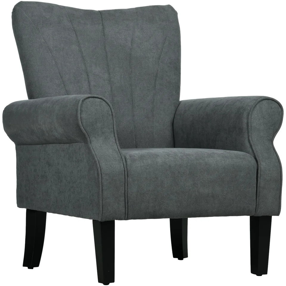 Wingback Accent Armchair Shell Upholstery Mid-Century Fabric Chair ...
