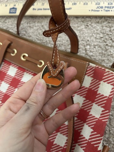 Dooney & Bourke Red & White Preppy Checkered Plaid Handbag Vintage Y2K Retro - Picture 9 of 11