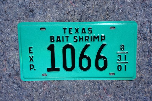 2001 Texas BAIT SHRIMP License Plate