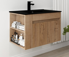 30 Inch Bathroom Vanity With Black Ceramic Basin and Adjust Open Shelf