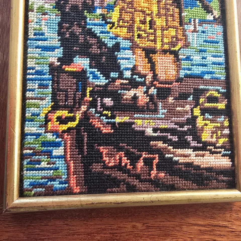 Canevas fini vintage Paris Margot – petit garçon – cadre doré patiné rétro - Photo 4/4