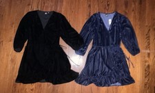 BOGO! GAP Large Velvet Ruffle Wrap Dresses BUY the Black GET the Blue for FREE❣️