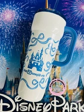 2025 Walt Disney World Starbucks Blue Bow Ribbons Castle Hot & Cold Tumbler New