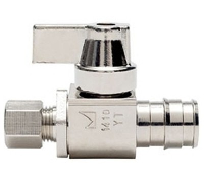 SIOUX CHIEF 129-G2W0C Supply Stop Valve 1/2'' PEX x 1/4'' Comp Brass Lead Free