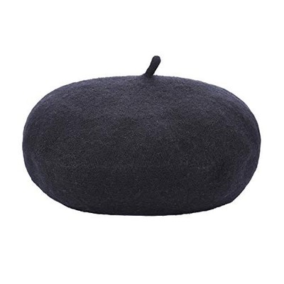  Kids Wool French Beret - Little Girls Artist Beret Hat Black