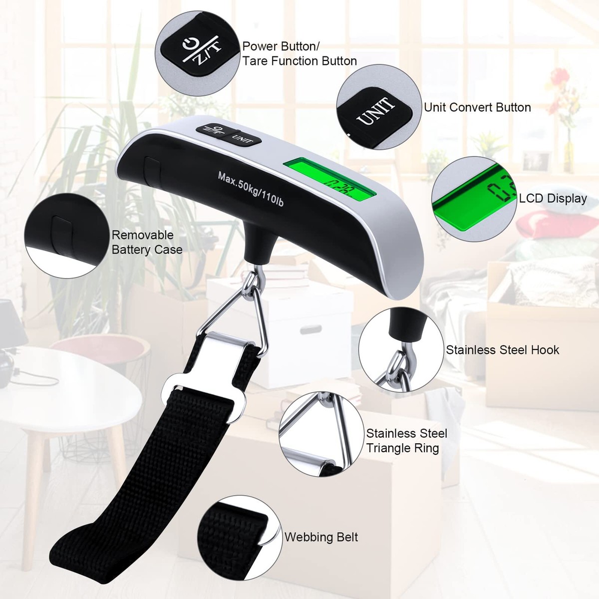 Jadeshay Digitale Kranwaage 300kg - LCD Hängewaage Für Gepäck, Industrie & Schwere Gegenstände