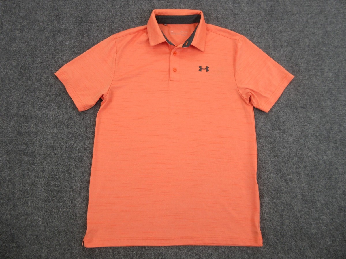 Under Armour Polo Shirt Mens Adult Small Orange Casual Logo Golf