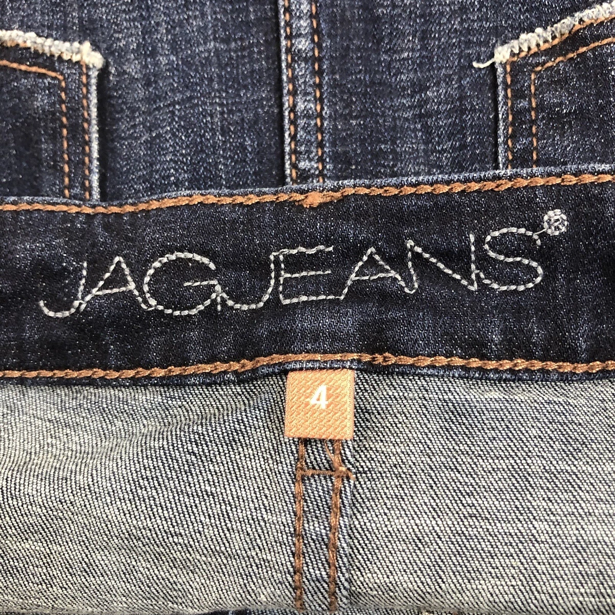 Jag Button Front A line Denim Jean Midi Skirt Sz 4 Distressed
