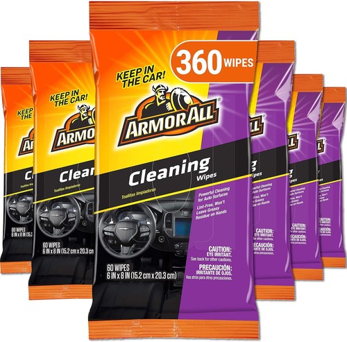 Armor All Interior Car Cleaning Wipes for Dirt and Dust, 60 Count Each ,6 Pack - Afbeelding 1 van 7