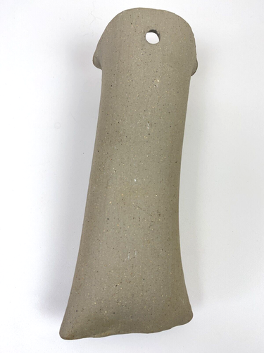 Pottery Wall Pocket Vase Unglazed Gray Mat Clay Leaf 9x3" Signed Art Country - Picture 12 of 14