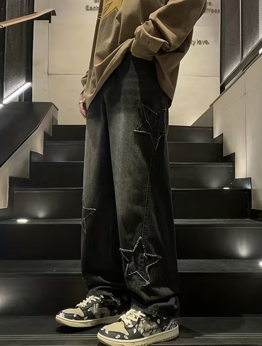 Y2K Jeans black star embroidery | eBay