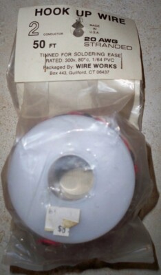 50  Wire Works Hook Up Wire 2 Conductor 20 AWG Stranded Model RR Layout NOS