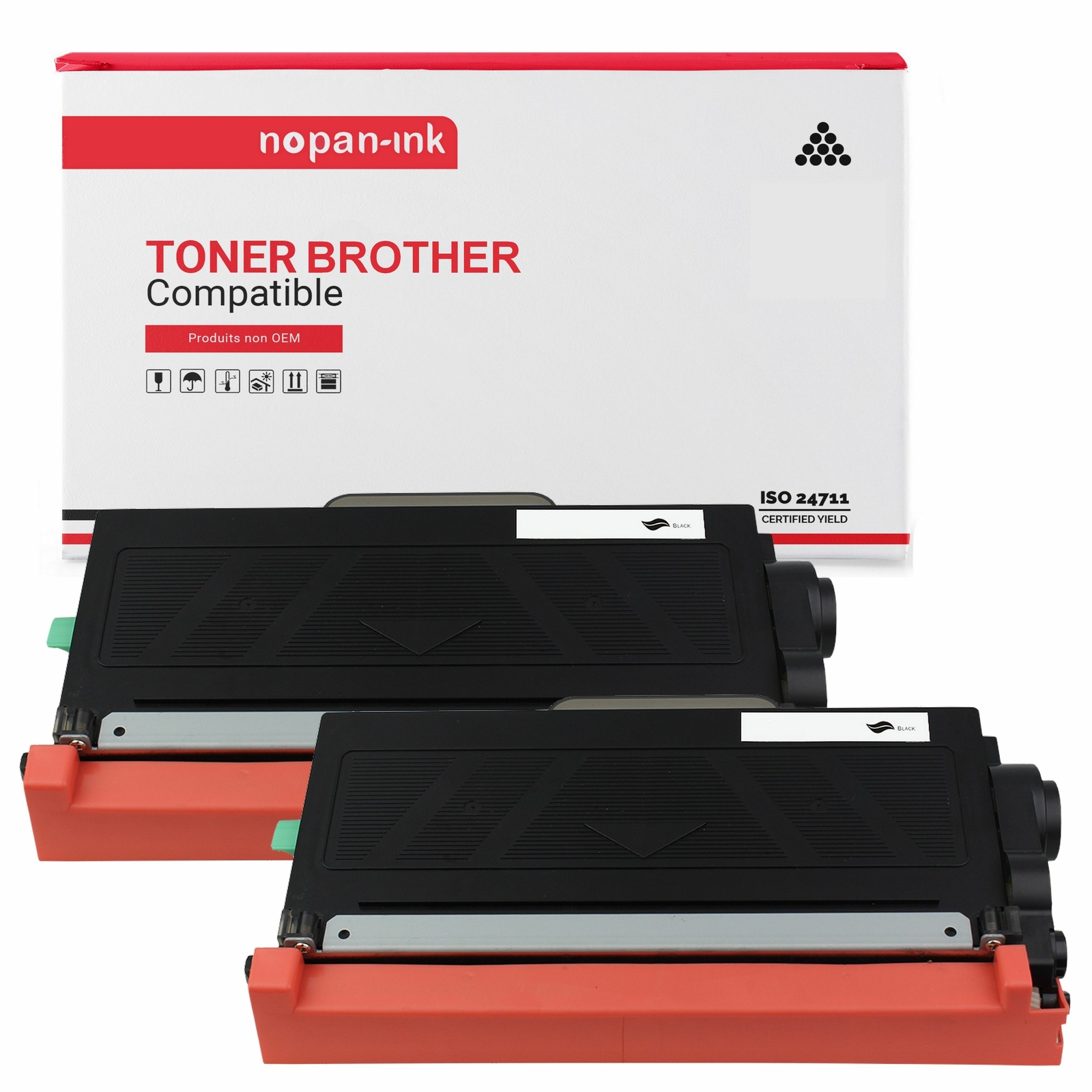 Toner TN7600 noir compatible Brother haute capacite de 2 unites
