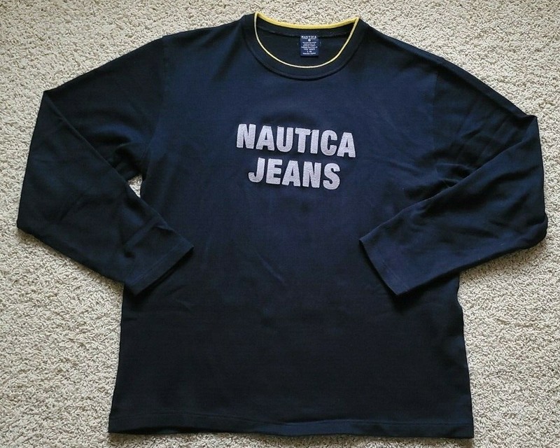 MADE IN USA 100% Cotton 1990s Vintage Nautica Jeans Men's Embroidered Sweatshirt